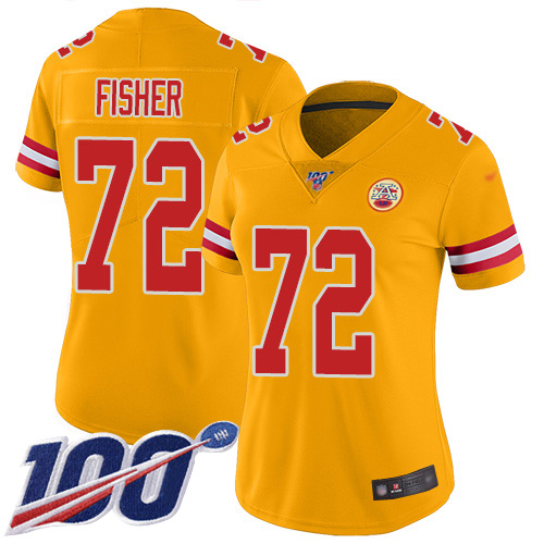 Women Kansas City Chiefs #72 Fisher Eric Limited Gold Inverted Legend 100th Season Football Nike NFL Jersey->women nfl jersey->Women Jersey
